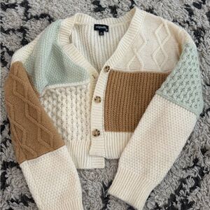 Colorblock Knit Cardigan Sweater